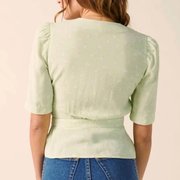 Rouje Light Green Floral Blouse Size 38 - Picture 2 of 8